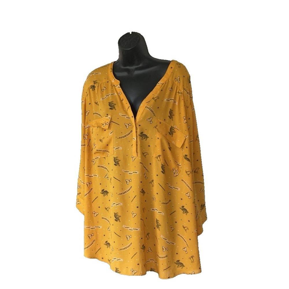 Harry Potter Hufflepuff Mustard Yellow Harper Tunic Geek Chic Plus Size 5X EUC